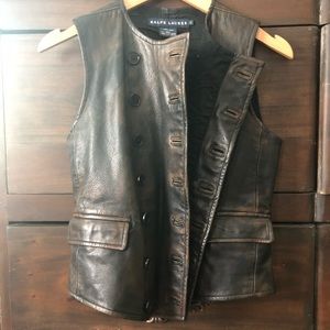 Ralph Lauren blue label leather vest sz 2